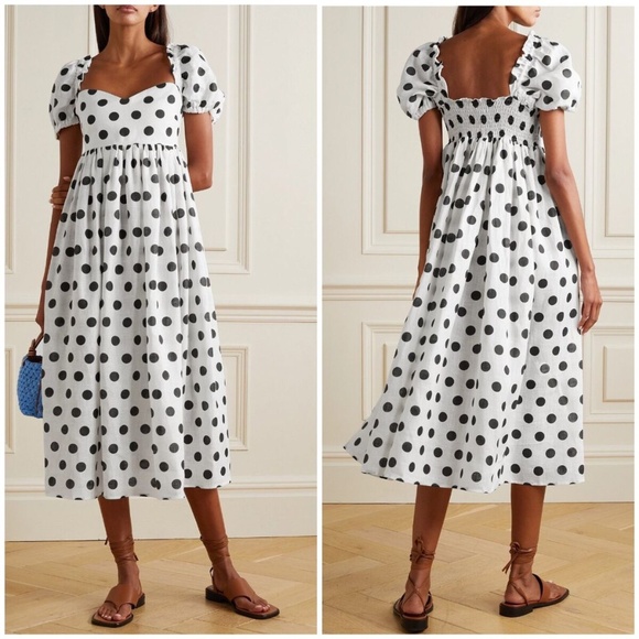 Sleeper Picnic Linen Polka Dot Dress - Picture 1 of 6